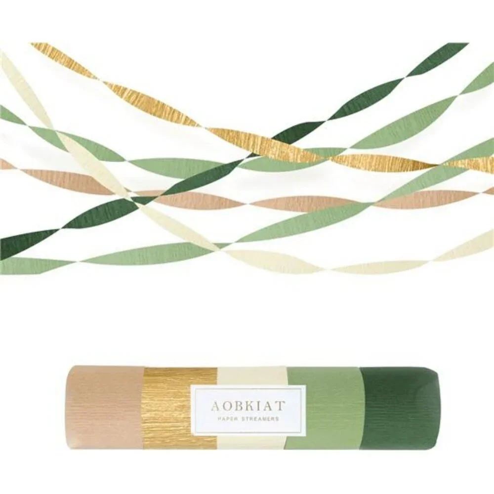 Olive Green Crepe Paper Streamers Set Wedding Birthday Baby Shower Decor
